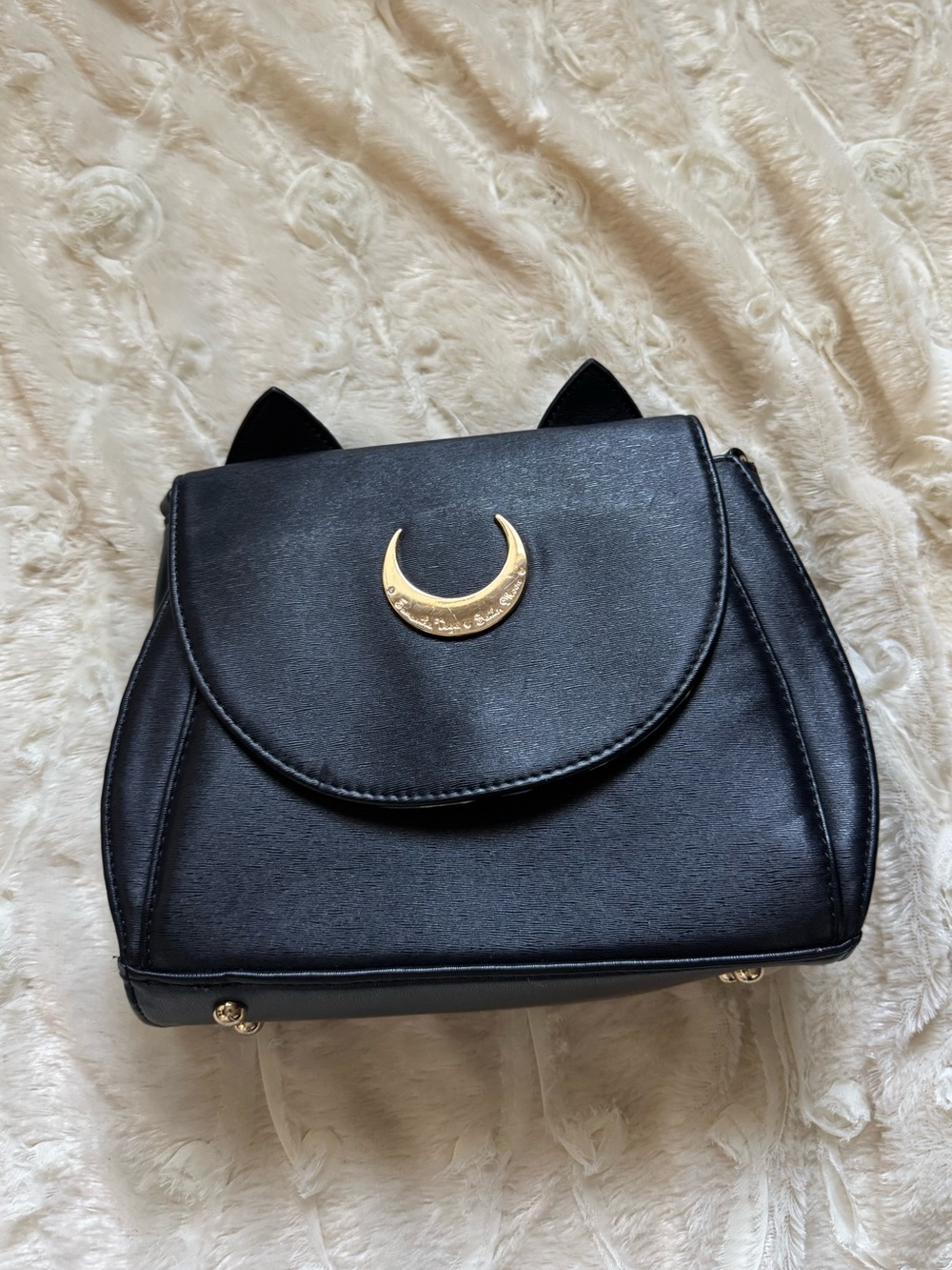 Sailor Moon Black Luna Crescent Accent Cat-Ear Shoulder Bag